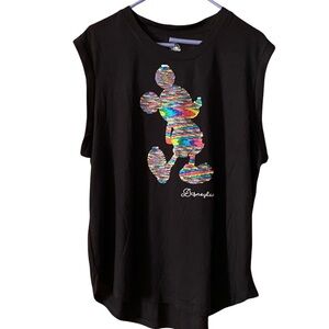 Disneyland Disney Parks Mickey Mouse Embroidered Sequin Sleeveless Top Black  XL